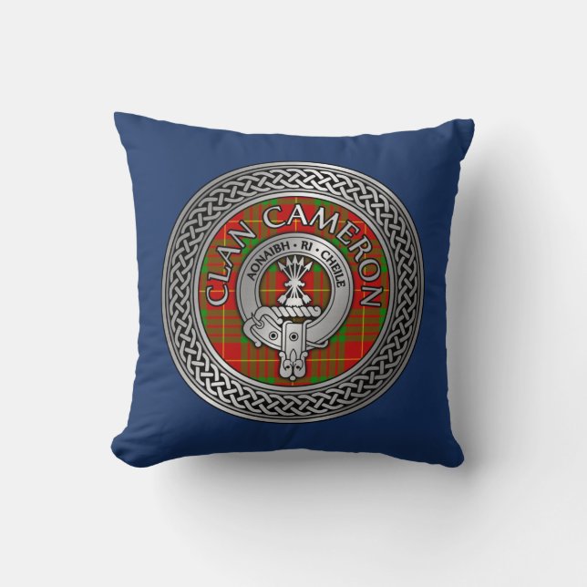 Clan Cameron Wappen & Tartan Knot Throw Pillow Kissen (Vorderseite)