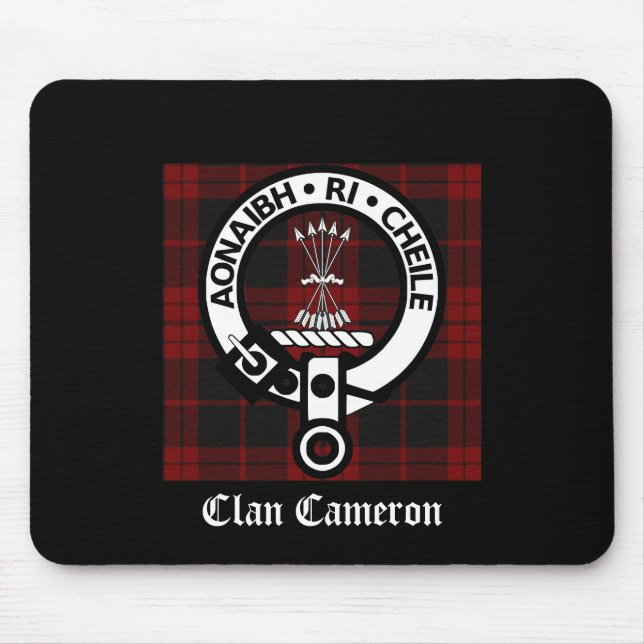 Clan Cameron Wappen & Tartan Mousepad (Vorne)