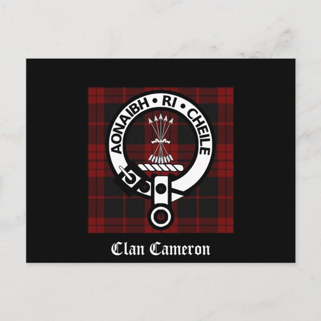 Clan Cameron Wappen & Tartan Postkarte (Vorderseite)