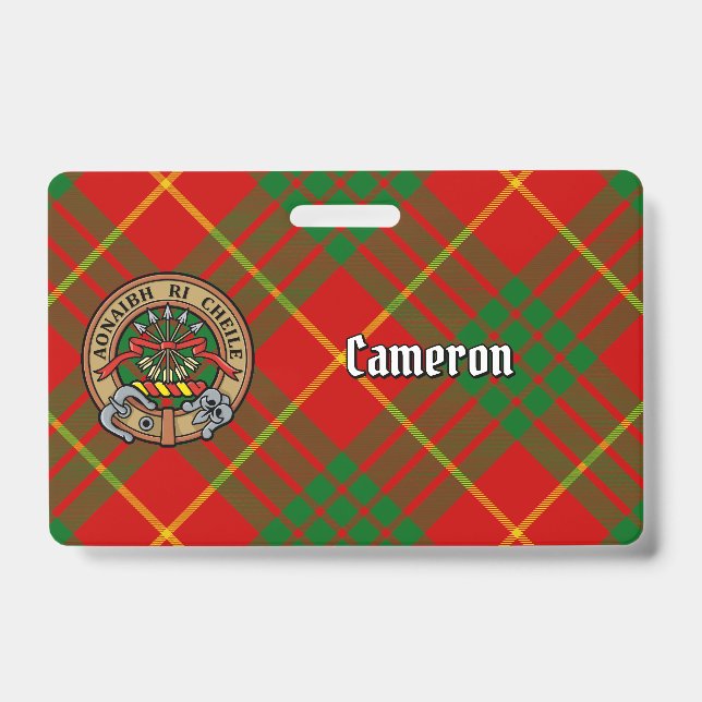 Clan Cameron Wappen über Tartan Ausweis (Vorderseite)