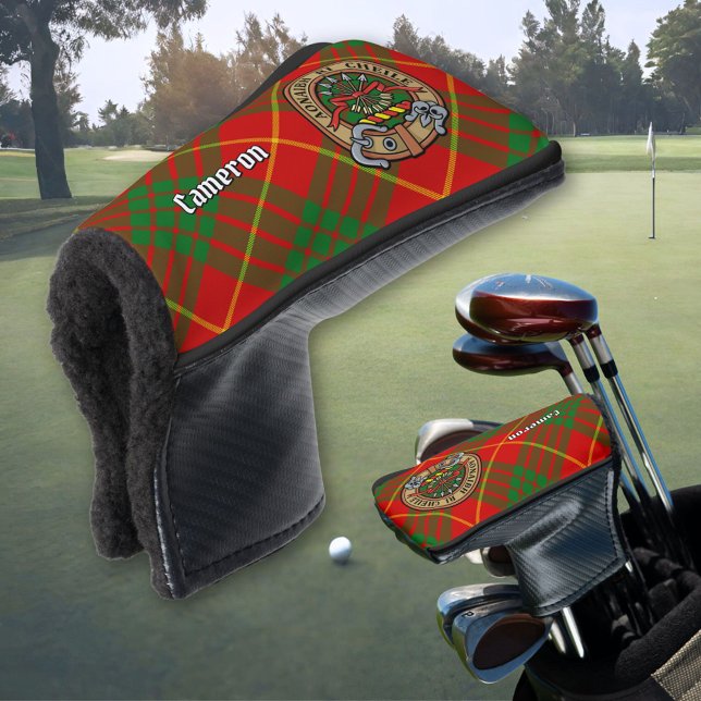 Clan Cameron Wappen über Tartan Golf Headcover (Von Creator hochgeladen)