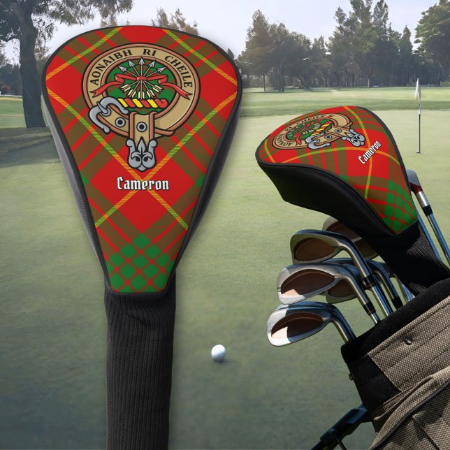 Clan Cameron Wappen über Tartan Golf Headcover (Von Creator hochgeladen)
