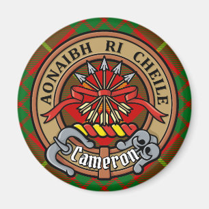 Clan Cameron Wappen über Tartan Magnet