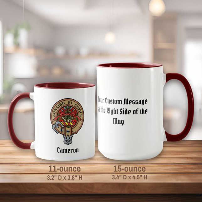Clan Cameron Wappen über Tartan Tasse (Von Creator hochgeladen)