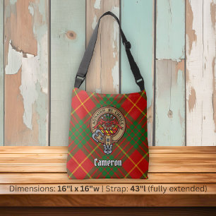 Clan Cameron Wappen über Tartan Tragetaschen Mit Langen Trägern