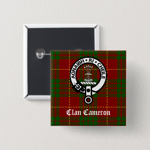 Clan Cameron Wappen und Tartan Button