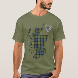 Clan Campbell Tartan Karte und Wappen T - Shirt