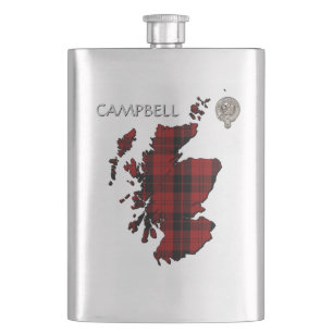 Clan Campbell Wappen & Armaddie Tartan Karte Flachmann