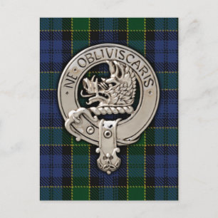 Clan Campbell Wappen & Breadalbane Tartan Postkarte