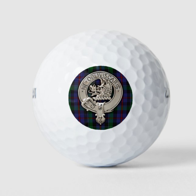 Clan Campbell Wappen & Cawdor Tartan Golfball (Vorderseite)