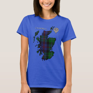 Clan Campbell Wappen & Cawdor Tartan Karte T-Shirt