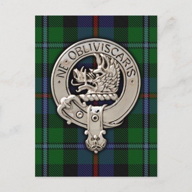 Clan Campbell Wappen & Cawdor Tartan Postkarte (Vorderseite)