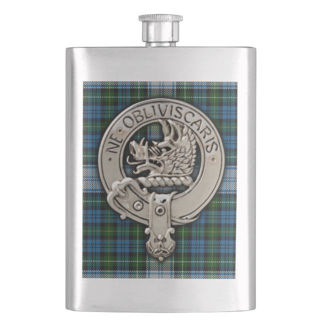 Clan Campbell Wappen & Dress Tartan Flachmann (Vorderseite)