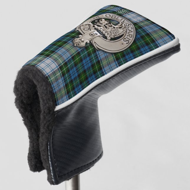 Clan Campbell Wappen & Dress Tartan Golf Headcover (3/4 Vorderseite)