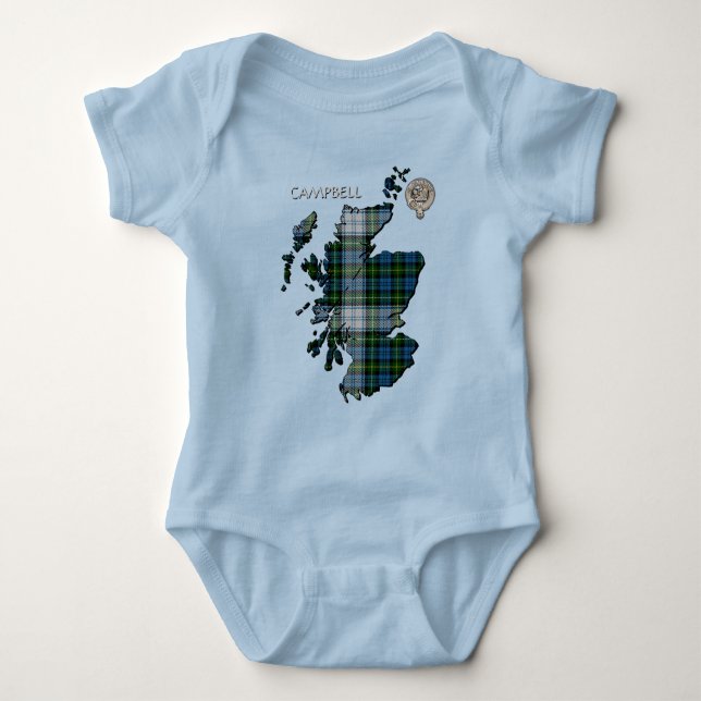 Clan Campbell Wappen & Dress Tartan Karte Baby Strampler (Vorderseite)
