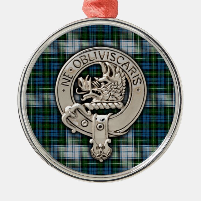Clan Campbell Wappen & Dress Tartan Ornament Aus Metall (Vorne)