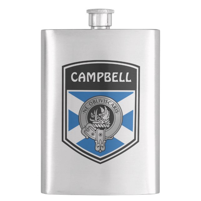 Clan Campbell Wappen & Tartan Flachmann (Vorderseite)