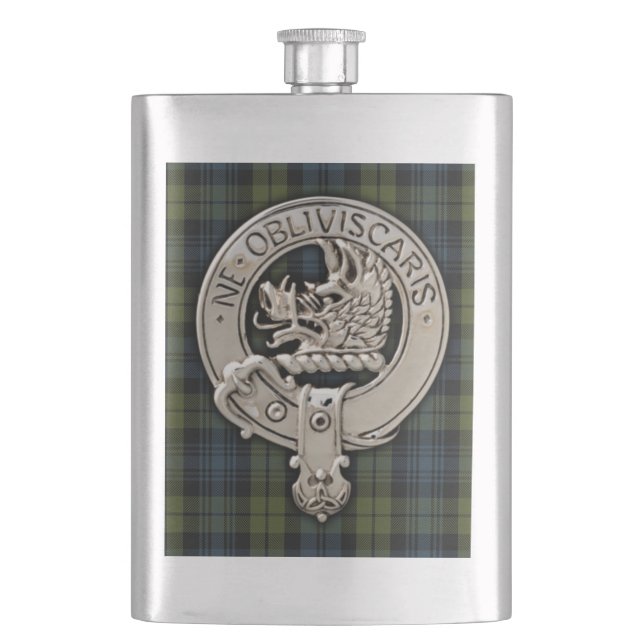 Clan Campbell Wappen & Tartan Flachmann (Vorderseite)