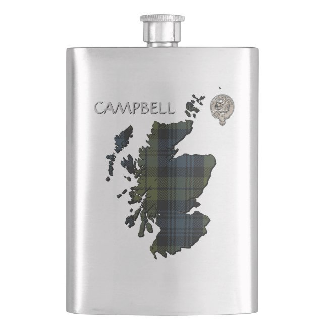Clan Campbell Wappen & Tartan Karte Flachmann (Vorderseite)