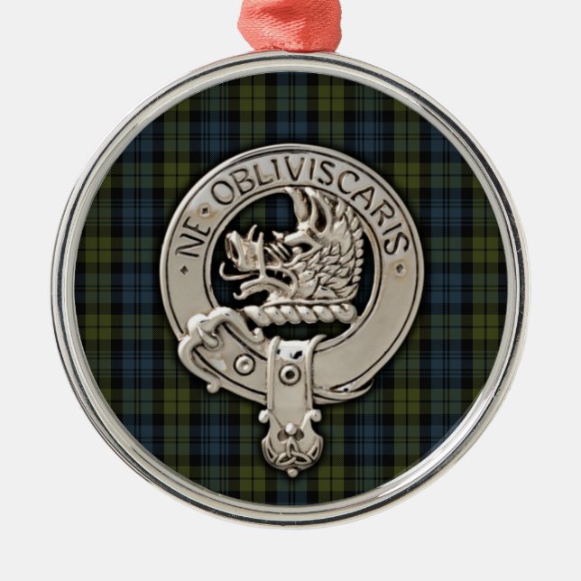 Clan Campbell Wappen & Tartan Ornament Aus Metall (Vorne)