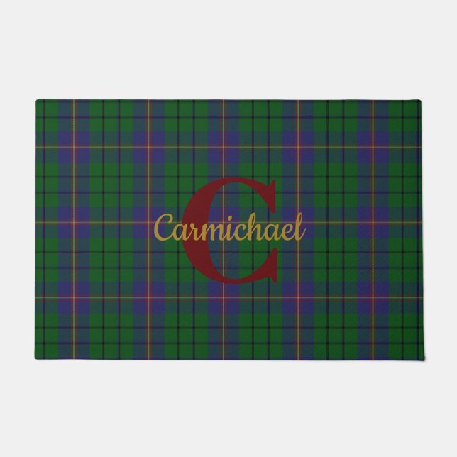 Clan Carmichael Kariert Mit Monogramm Fußmatte (Vorderseite)