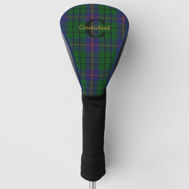 Clan Carmichael Kariert Mit Monogramm Golf Headcover (Vorderseite)
