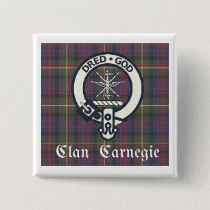 Clan Carnegie Crest Tartan Button