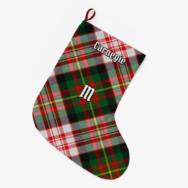 Clan Carnegie Dress Tartan Großer Weihnachtsstrumpf (Vorderansicht (hängend))