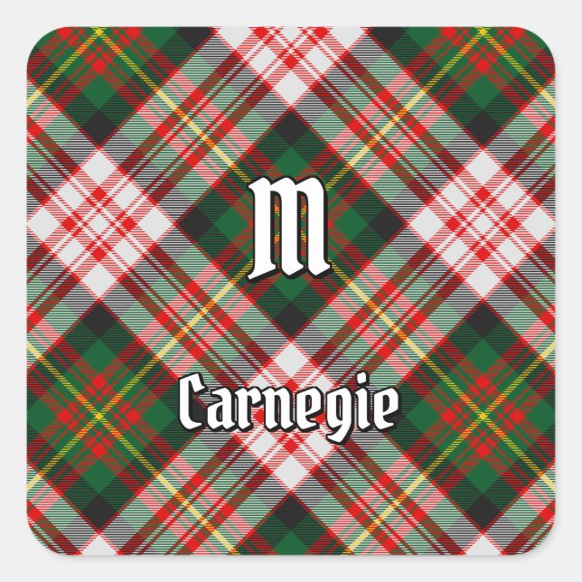 Clan Carnegie Dress Tartan Quadratischer Aufkleber (Vorderseite)