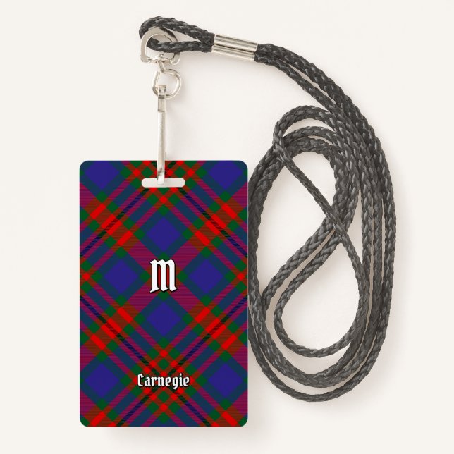 Clan Carnegie Tartan Ausweis (Vorderseite mit Schlüsselband)