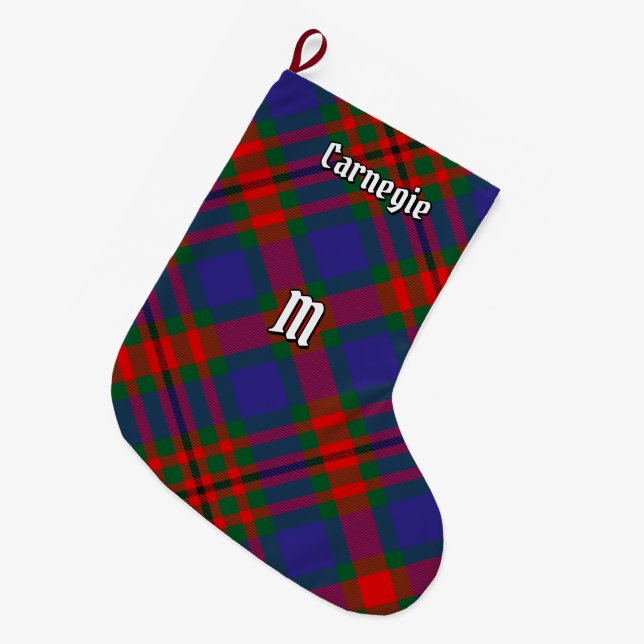 Clan Carnegie Tartan Großer Weihnachtsstrumpf (Vorderansicht (hängend))