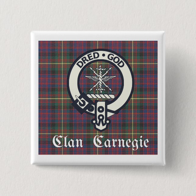 Clan Carnegie Wappen Tartan Button (Vorderseite)
