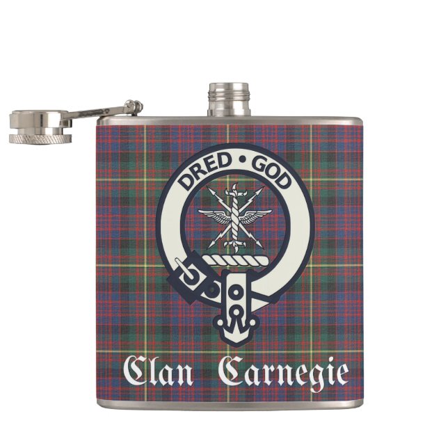 Clan Carnegie Wappen Tartan Flachmann (Geöffnet)