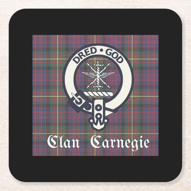 Clan Carnegie Wappen Tartan Rechteckiger Pappuntersetzer (Vorderseite)
