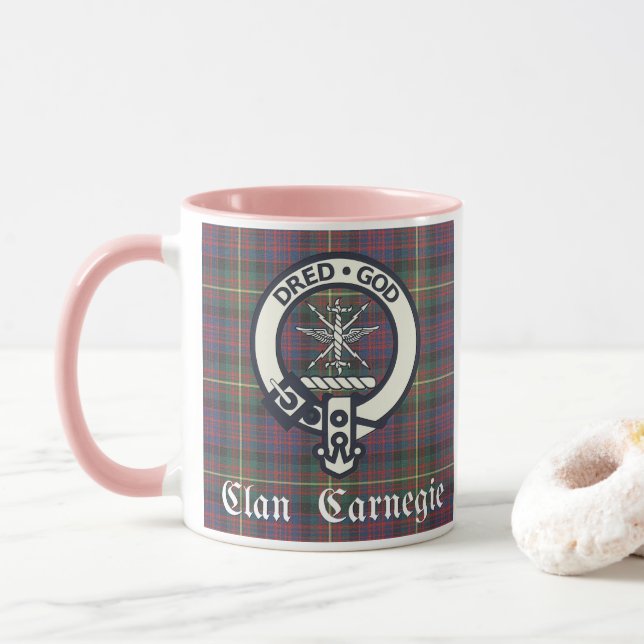 Clan Carnegie Wappen Tartan Tasse (Mit Donut)