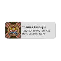 Clan Carnegie Wappen über Dress Tartan