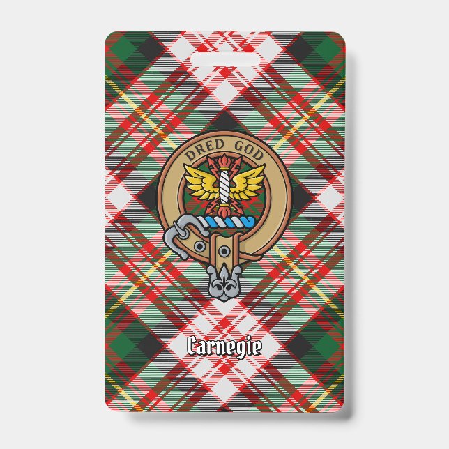 Clan Carnegie Wappen über Dress Tartan Ausweis (Vorderseite)