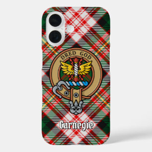 Clan Carnegie Wappen über Dress Tartan iPhone 16 Hülle