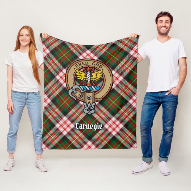 Clan Carnegie Wappen über Dress Tartan Fleecedecke (Beispiel)