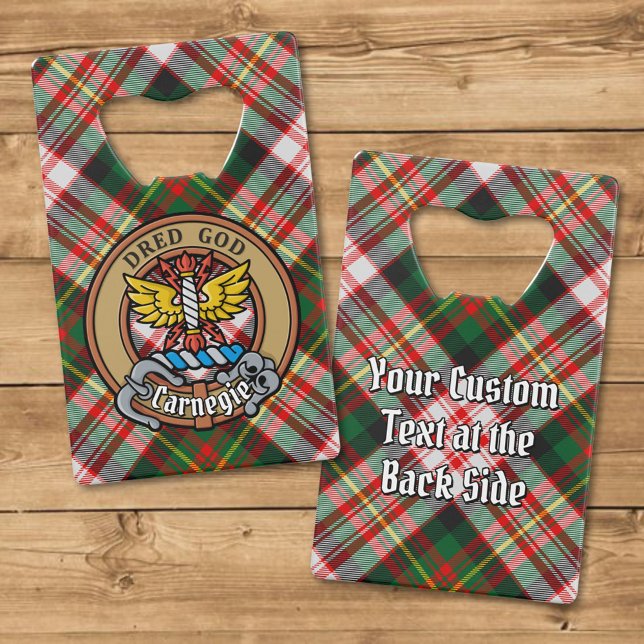 Clan Carnegie Wappen über Dress Tartan Geldbeutel Flaschenöffner (Von Creator hochgeladen)