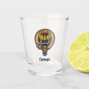 Clan Carnegie Wappen über Dress Tartan Schnapsglas