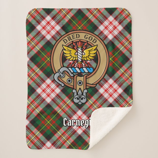 Clan Carnegie Wappen über Dress Tartan Sherpadecke (Vorderseite)