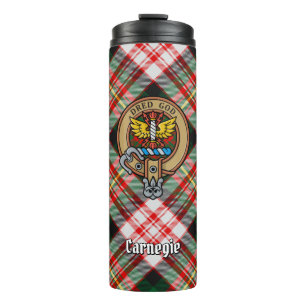 Clan Carnegie Wappen über Dress Tartan Thermosbecher