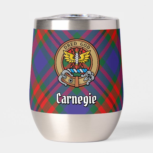 Clan Carnegie Wappen über Tartan (Vorderseite)