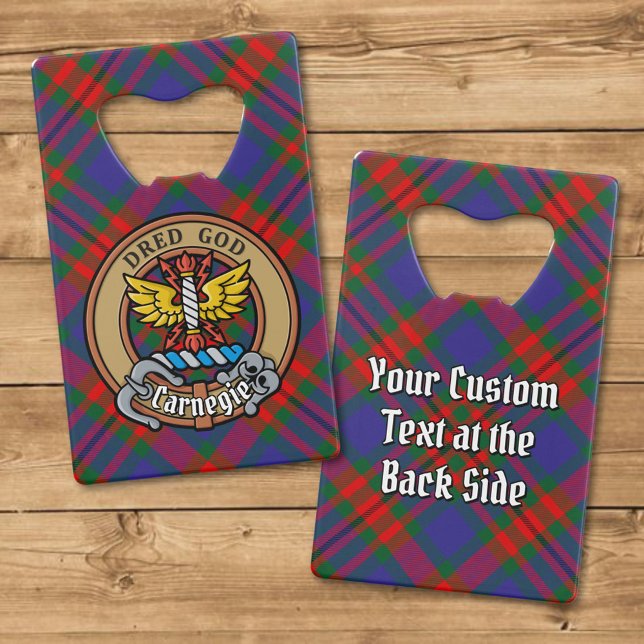 Clan Carnegie Wappen über Tartan Geldbeutel Flaschenöffner (Von Creator hochgeladen)