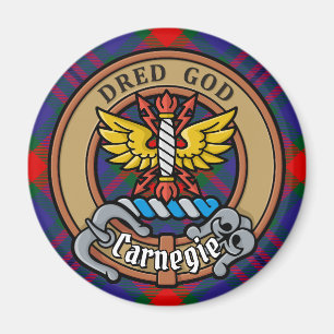 Clan Carnegie Wappen über Tartan Magnet