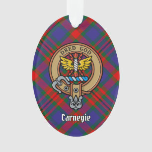 Clan Carnegie Wappen über Tartan Ornament