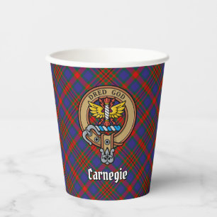 Clan Carnegie Wappen über Tartan Pappbecher