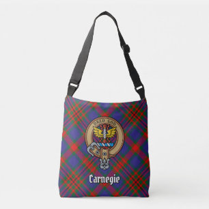 Clan Carnegie Wappen über Tartan Tragetaschen Mit Langen Trägern