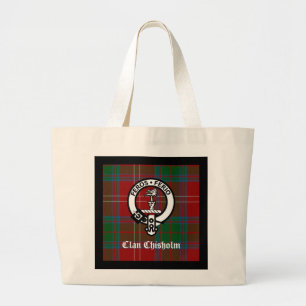 Clan Chisholm Tartan & Crest-Abzeichen Jumbo Stoffbeutel